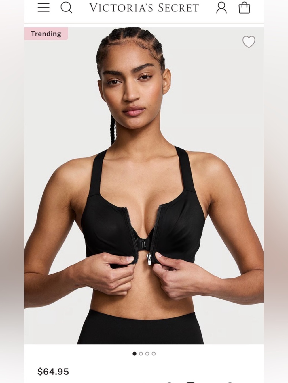 Victoria’s Secret Knockout Front-Zip Sports Bra - Black